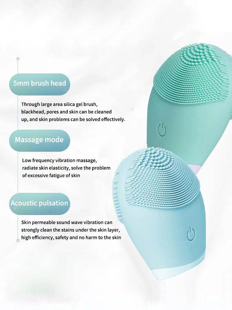 Electric Silicone Facial Cleanser Massager Skincare Massage Tool Beauty Machine Vibration Cleaning Of Pores Self Provided Batter