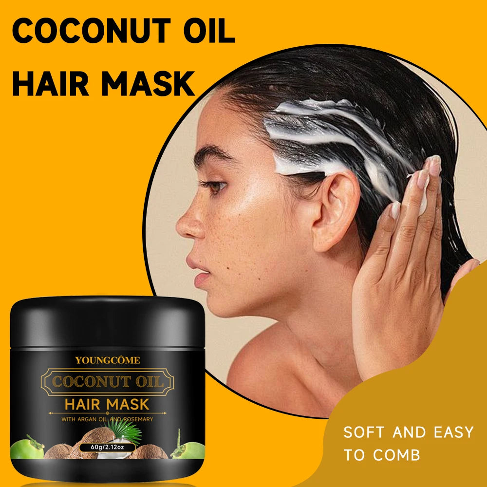 Coconut Oil Hair Mask-contains rosemary ginger extracts,moisturizes nourishes hair, roots to tips, suitable for all hair types