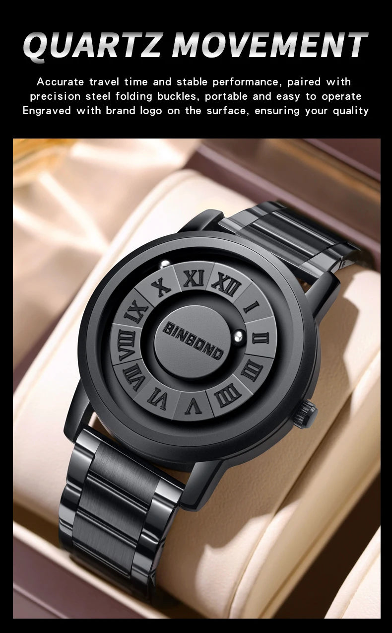BINBOND Men Quartz Watches Top Brand Luxury Stainless Steel Waterproof Hollow Out Stainless steel Wristwatches Relogio Masculino