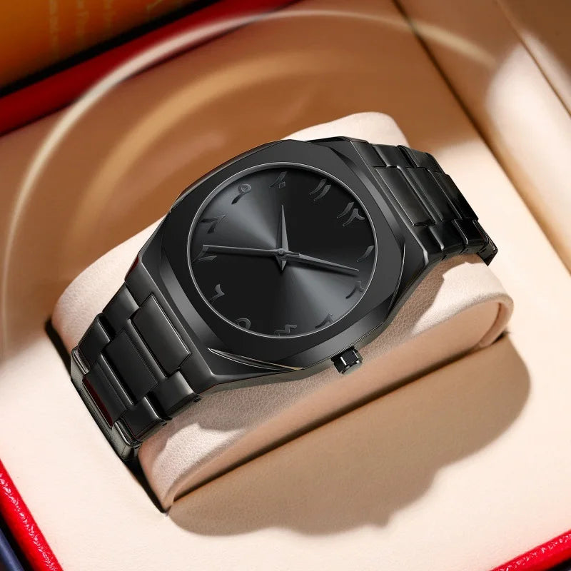 Black Men Quartz Watches For Male Clock 2025 Top Brand Luxury Stainless Steel Band Fashion Men Wrist Watches Dropshipping