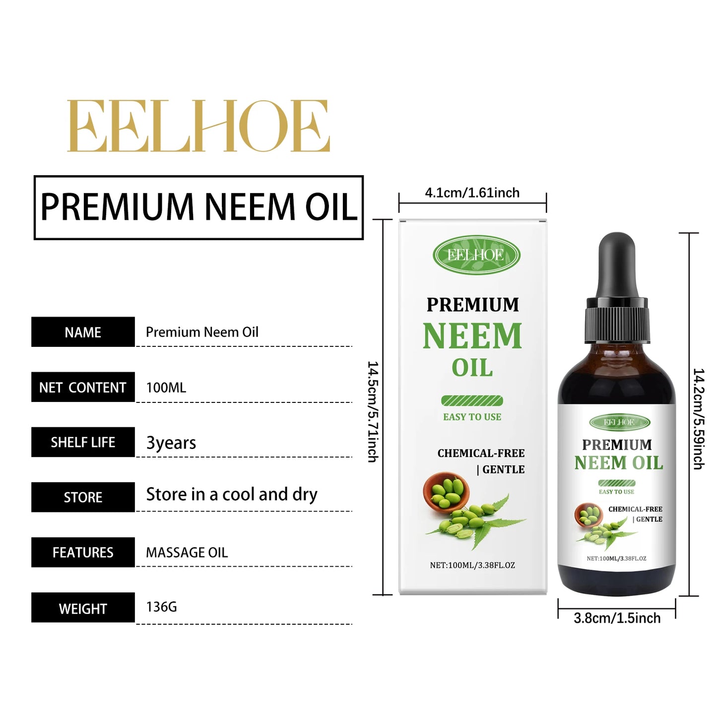 Eelhoe Neem Oil Care Essential Oil Nourishes Scalp Skincare Armor Neem Oil Massage Oil Nourishes The Skin Relieve Scalp Fatigue