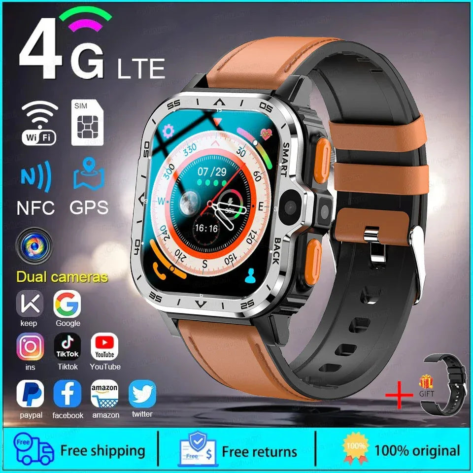 Android WhatsApp Smart 5G Video Voice SOS Call Camera Watch GPS WIFI Trace Locate SIM Card Phone Smartwatch Google Play 8GB+64GB - Wear444