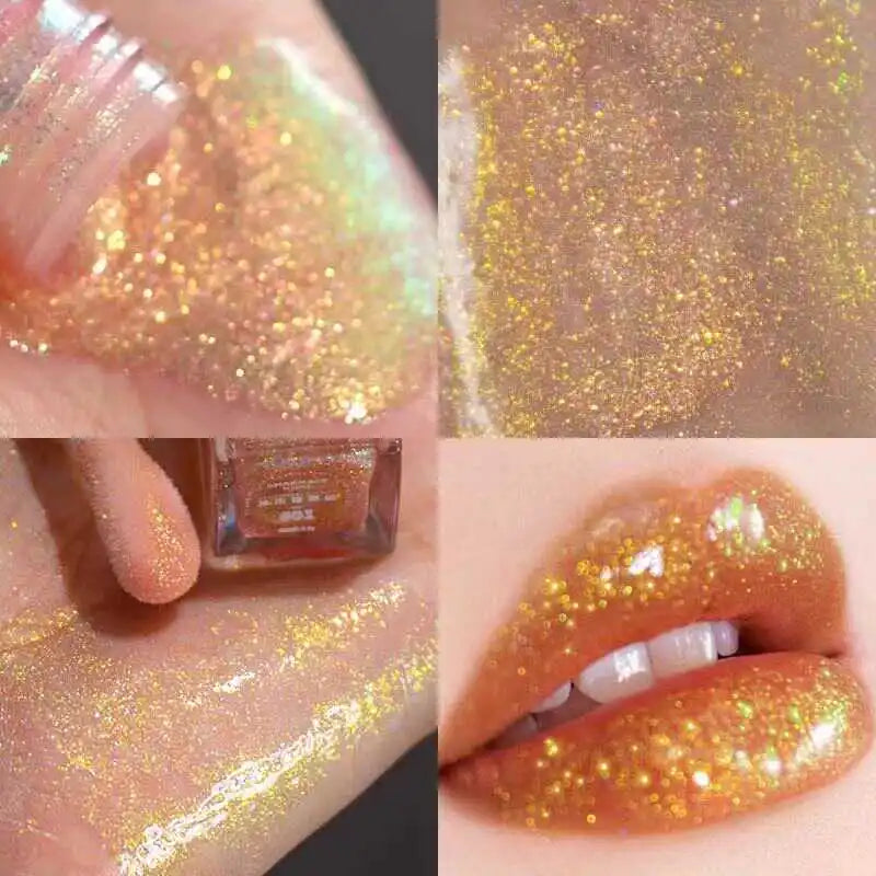 Charmacy Aurora Optical Chameleon Lipgloss Glitter Moisturizing Shimmer Multiuse Lip Flash Water Prism Lip Honey Not Sticky