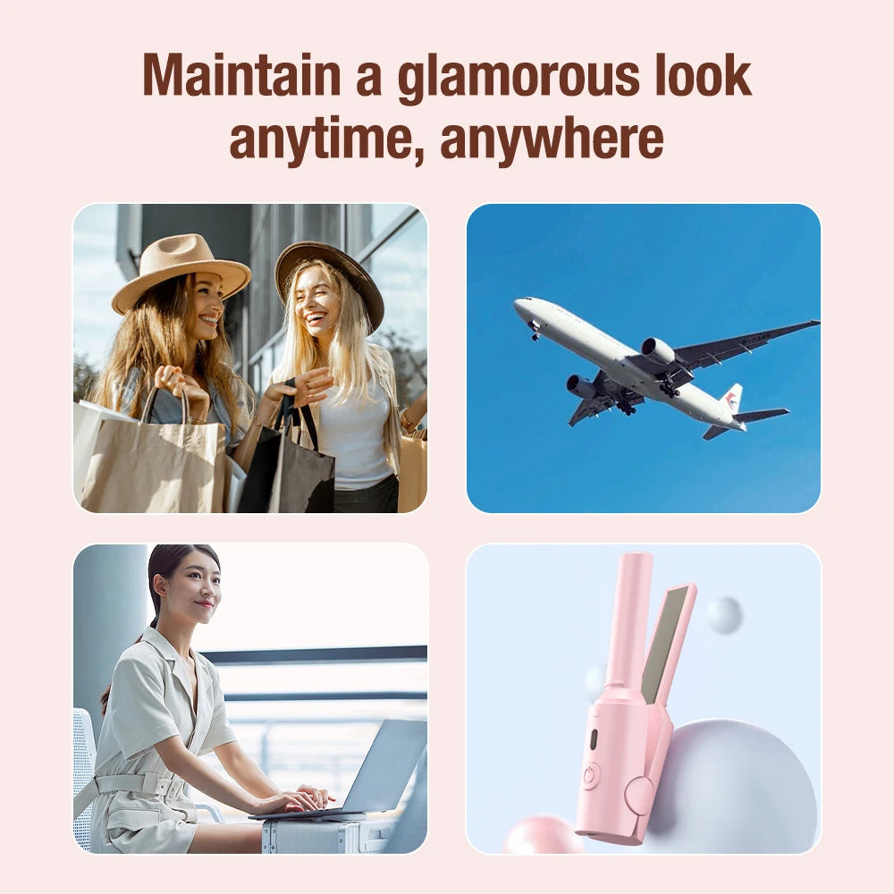Portable Hair Straightener Small Hair Curling Machine Multifunctional Straight Hair Splint Straight Hair and Curly Hair USB Plug