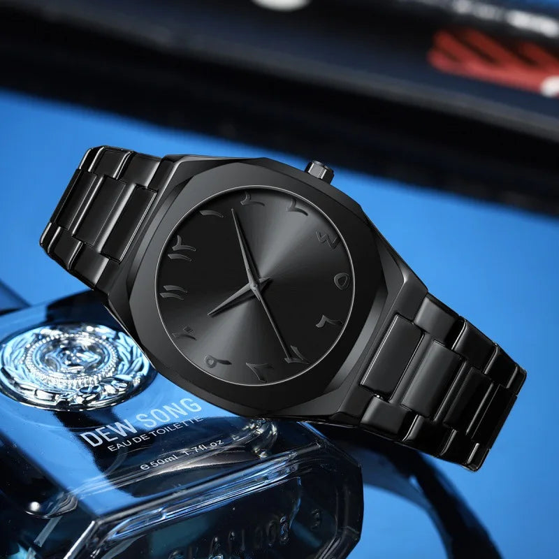 Black Men Quartz Watches For Male Clock 2025 Top Brand Luxury Stainless Steel Band Fashion Men Wrist Watches Dropshipping