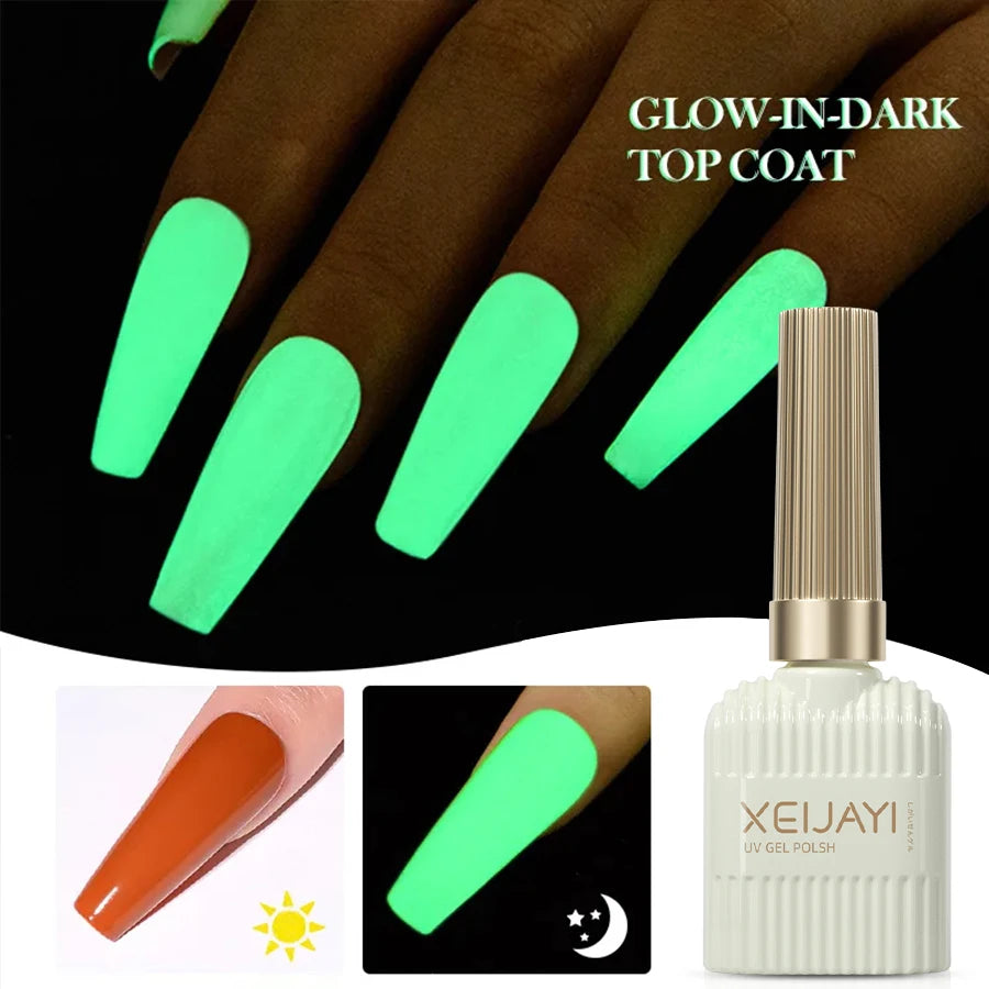 XEIJAYI 1PC 15ML Glow in the Dark Gel Nail Polish - Luminous Top Coat for Home Salon Manicure and DIY - Long-Lasting and Durable