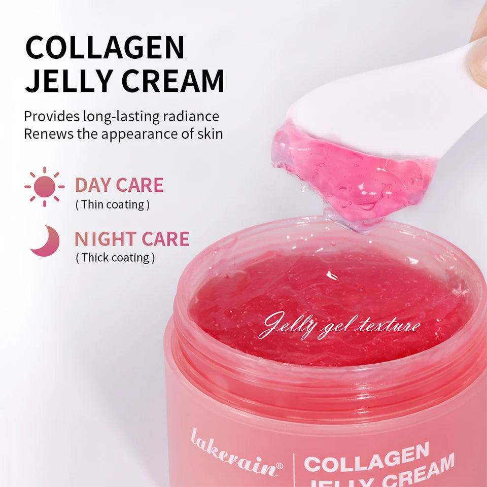 Collagen Jelly Cream Lifted Look Gives 24h Glow Tightening Soothing Moisturizing Anti-Aging Firmness Hydration Pink Gel 100ml