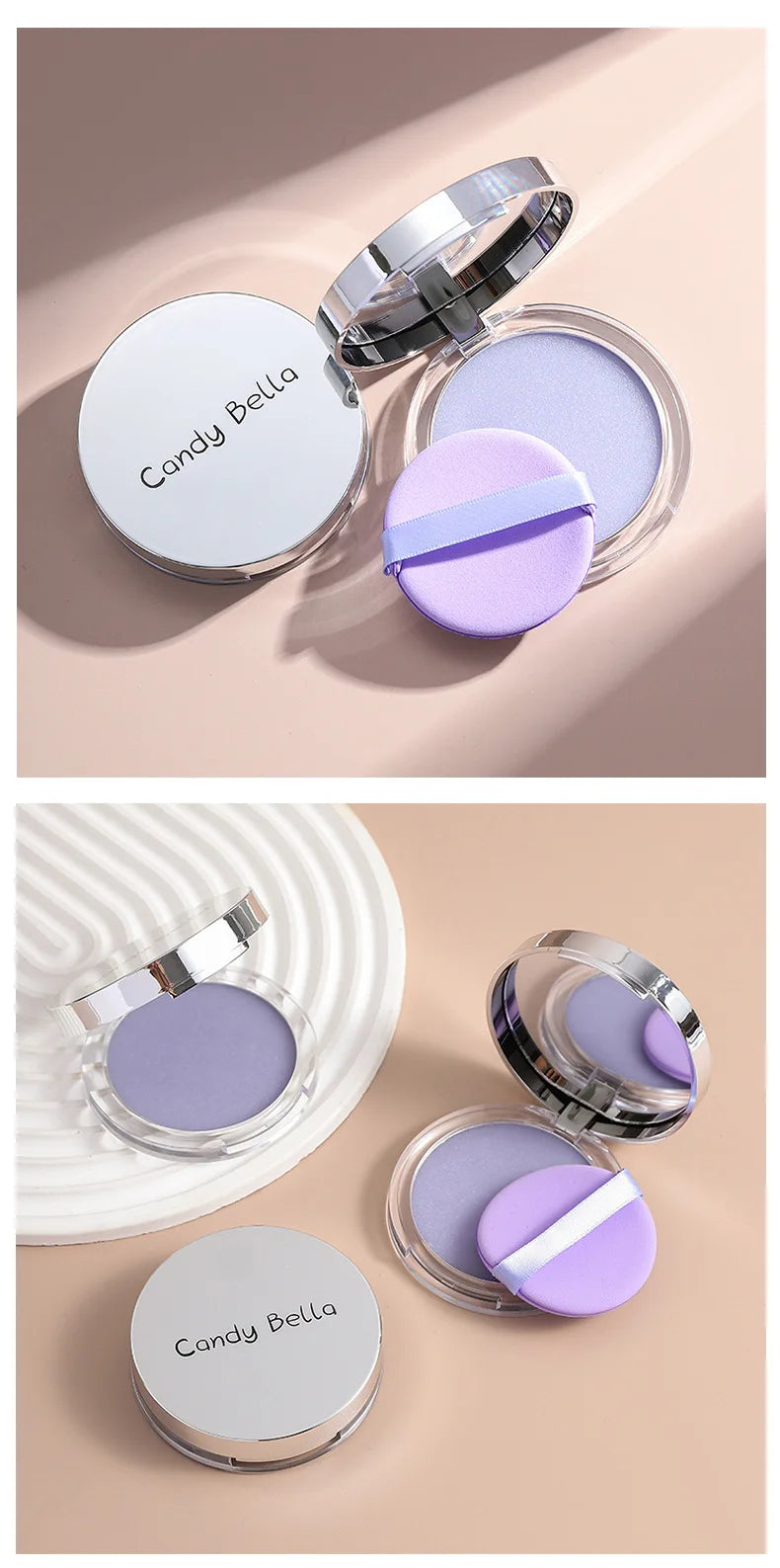 Candy Bella Violet&Blue Cream To Powder Skin-friendly Skin Natural Face Long Lasting Oil-controlling Contouring Powder Cosmetics