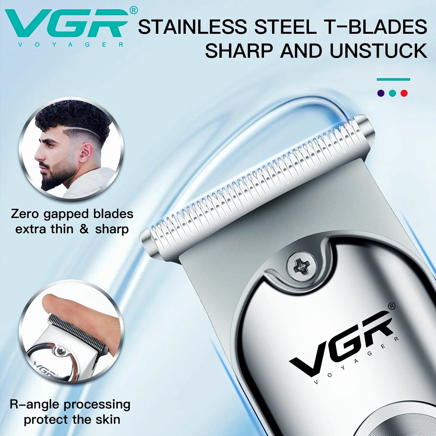 VGR Hair Cutting Machine Cordless Hair Trimmer Professional Hair Clipper Electric Haircut Machine T-Blade Clipper for Men V-071
