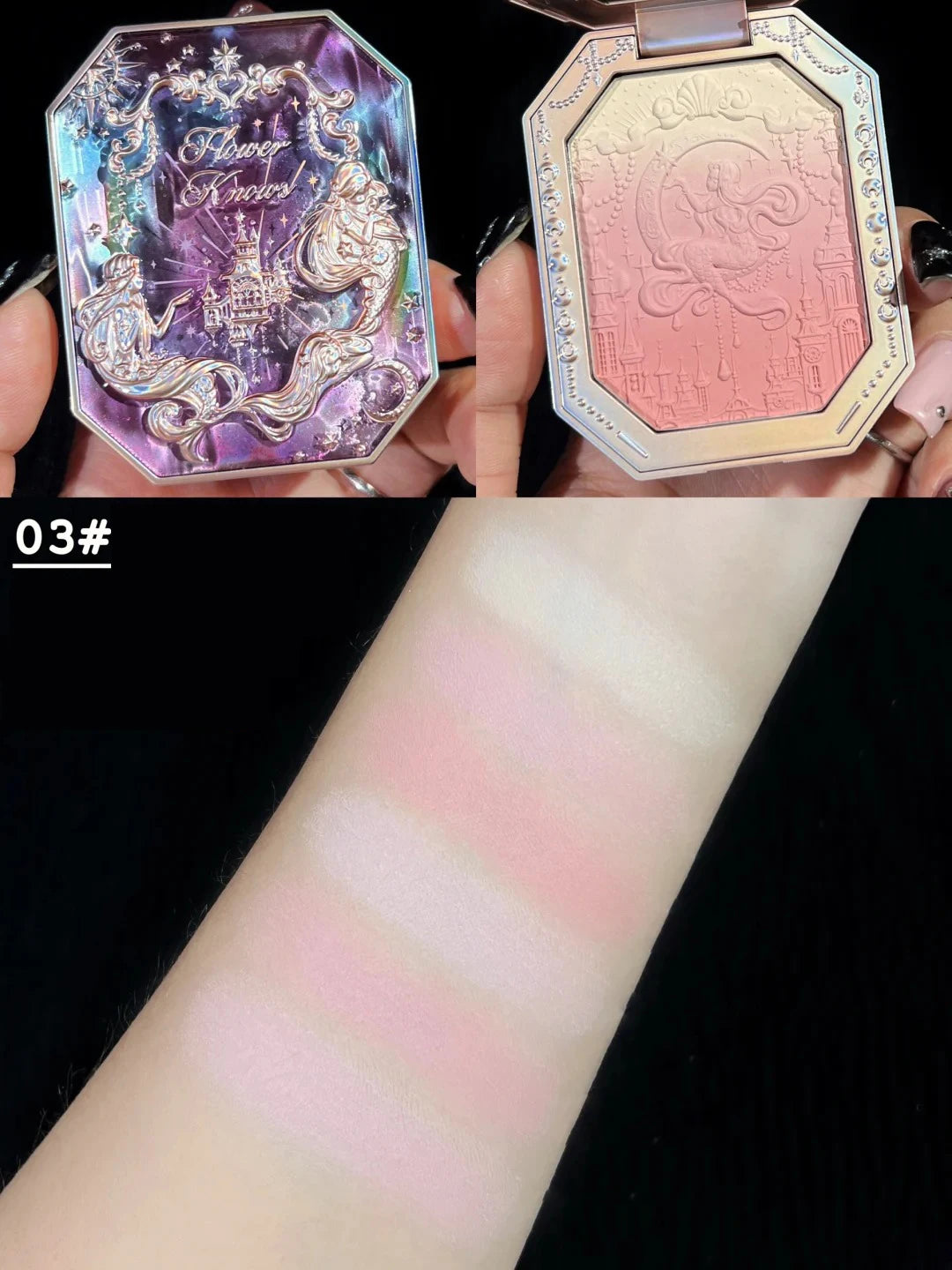 Flower Knows Moonlight Mermaid Jewelry Blush 5g Matte Long-Lasting Cheek Blush Powder Vegan Cruelty-Free Waterproof Natural