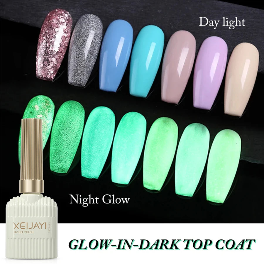 XEIJAYI 1PC 15ML Glow in the Dark Gel Nail Polish - Luminous Top Coat for Home Salon Manicure and DIY - Long-Lasting and Durable