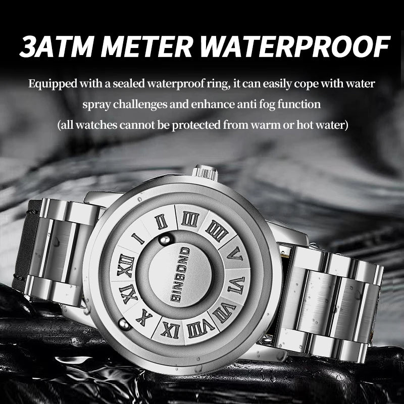 BINBOND Men Quartz Watches Top Brand Luxury Stainless Steel Waterproof Hollow Out Stainless steel Wristwatches Relogio Masculino