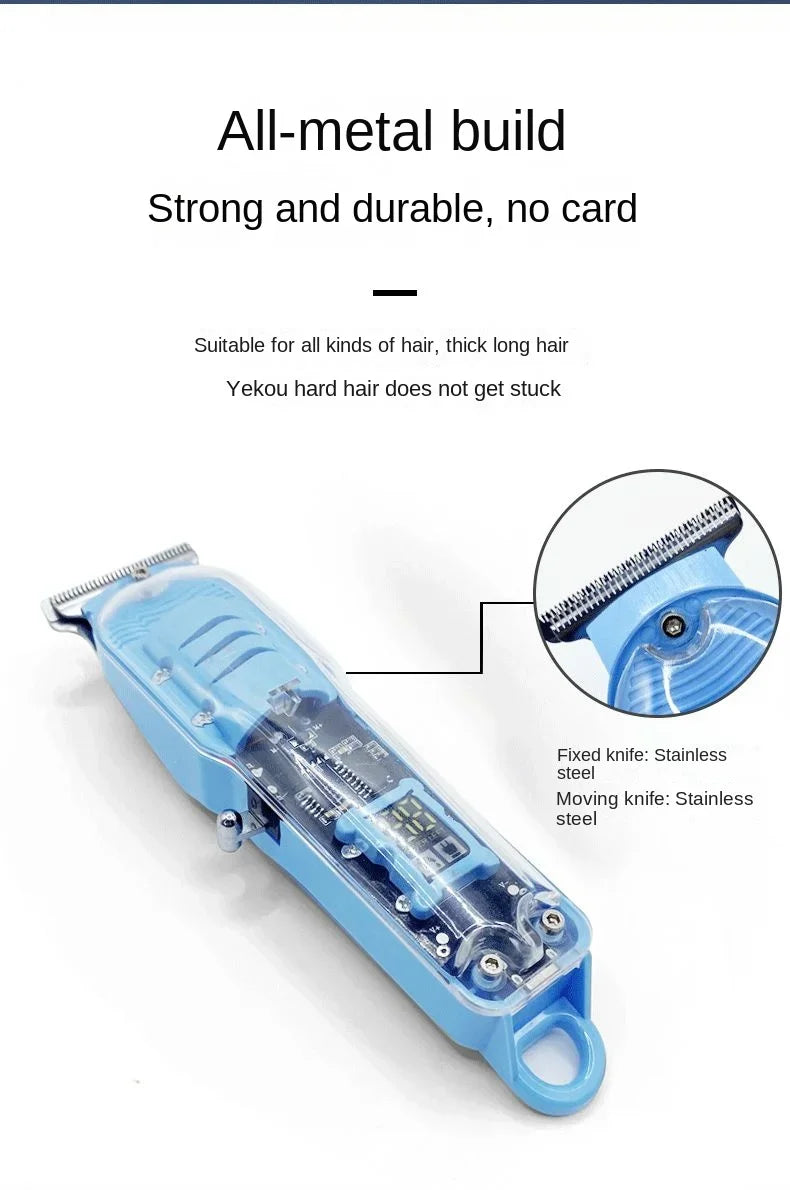 Professional Hair Cutting Machine Rechargeable Transparent Electric Hair Trimmers For Men Cordless Hair Cut Machine
