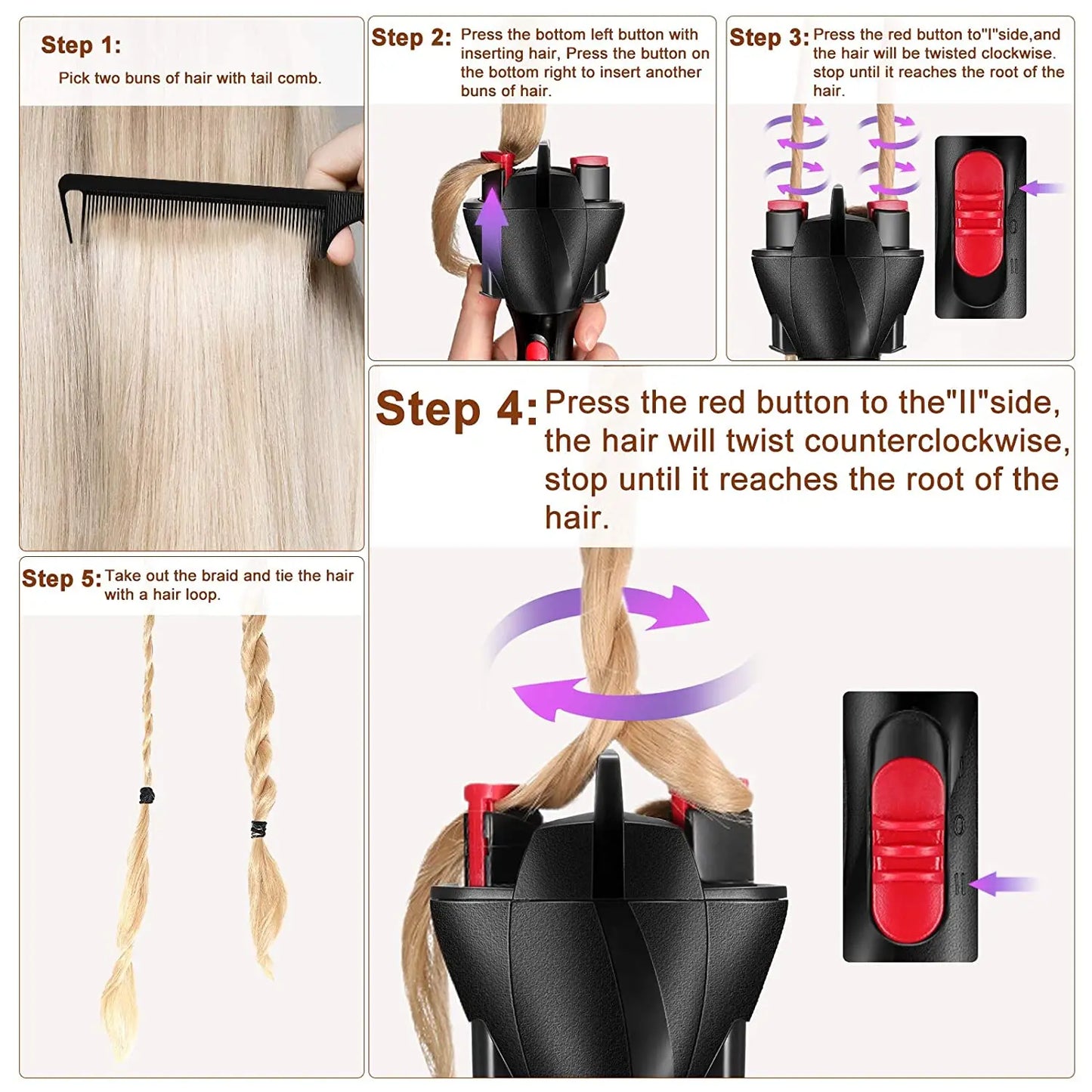 Automatic Hair Braider,Electronic Hair Braiding Tool Machine Braid Maker Hair Twister DIY Hair Roller for DIY Hair Tangling