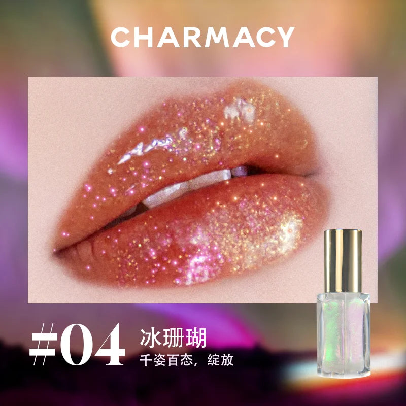 Charmacy Aurora Optical Chameleon Lipgloss Glitter Moisturizing Shimmer Multiuse Lip Flash Water Prism Lip Honey Not Sticky