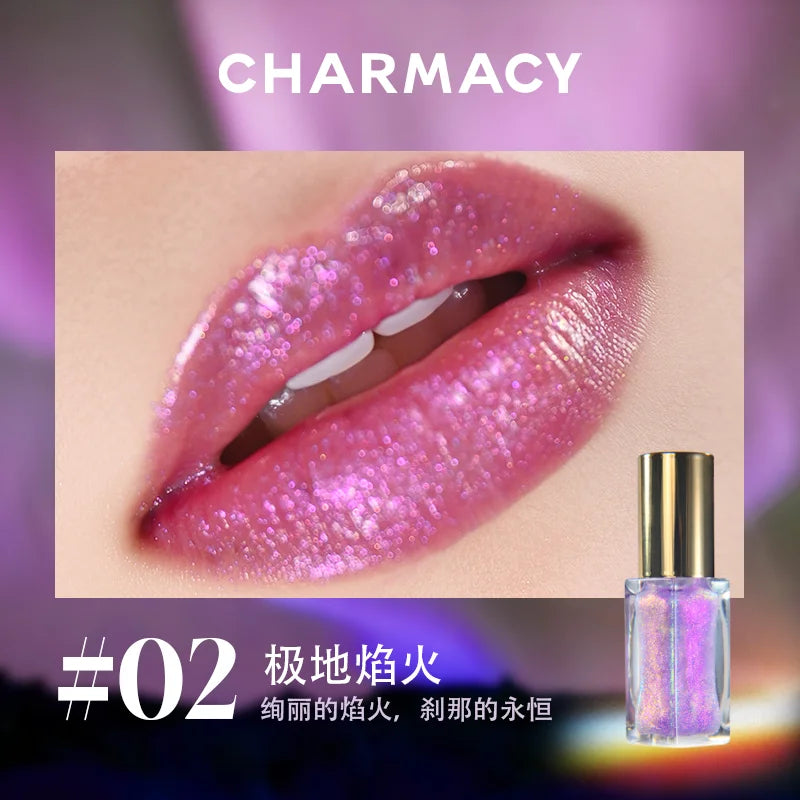 Charmacy Aurora Optical Chameleon Lipgloss Glitter Moisturizing Shimmer Multiuse Lip Flash Water Prism Lip Honey Not Sticky