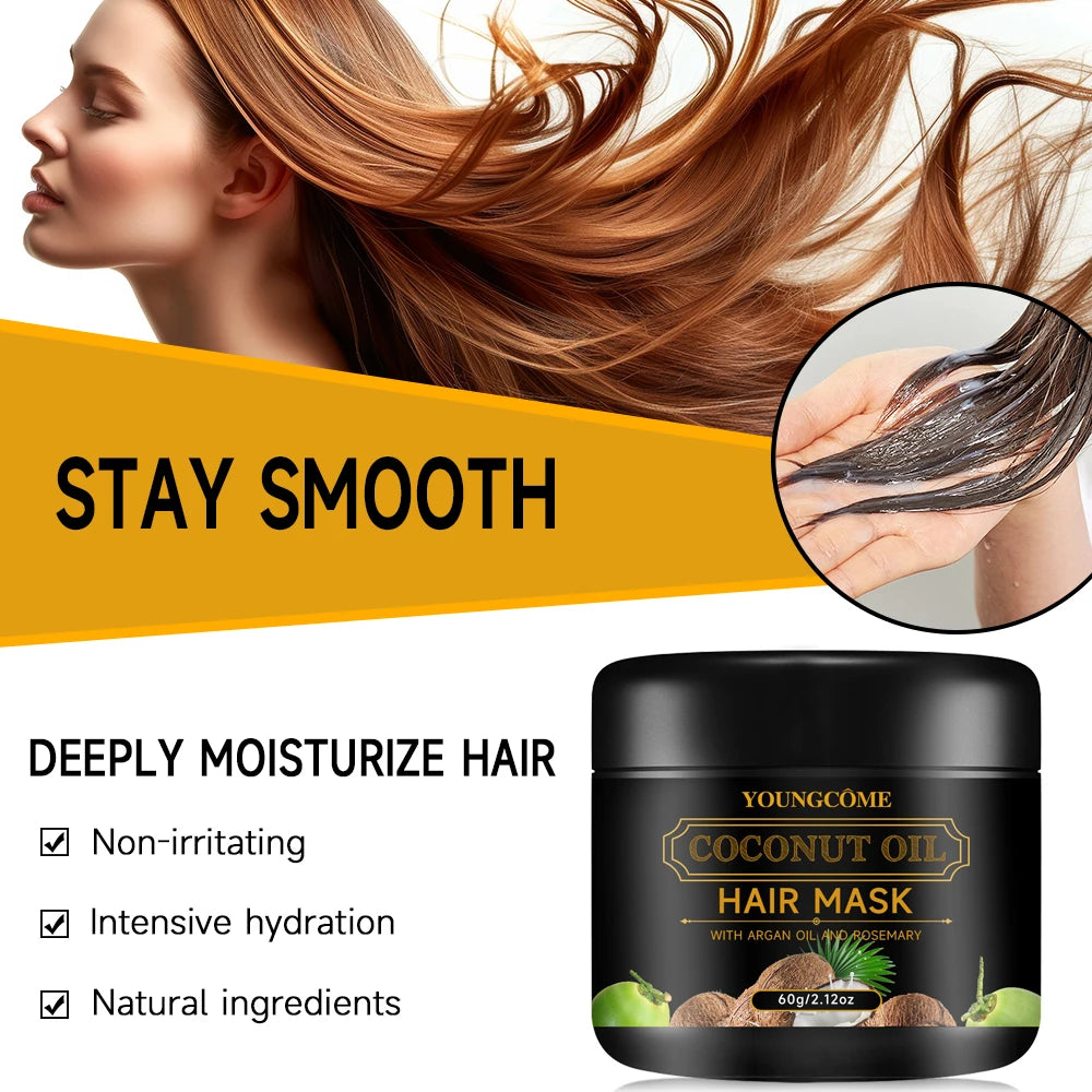 Coconut Oil Hair Mask-contains rosemary ginger extracts,moisturizes nourishes hair, roots to tips, suitable for all hair types
