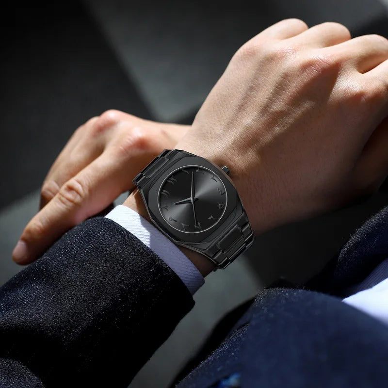 Black Men Quartz Watches For Male Clock 2025 Top Brand Luxury Stainless Steel Band Fashion Men Wrist Watches Dropshipping
