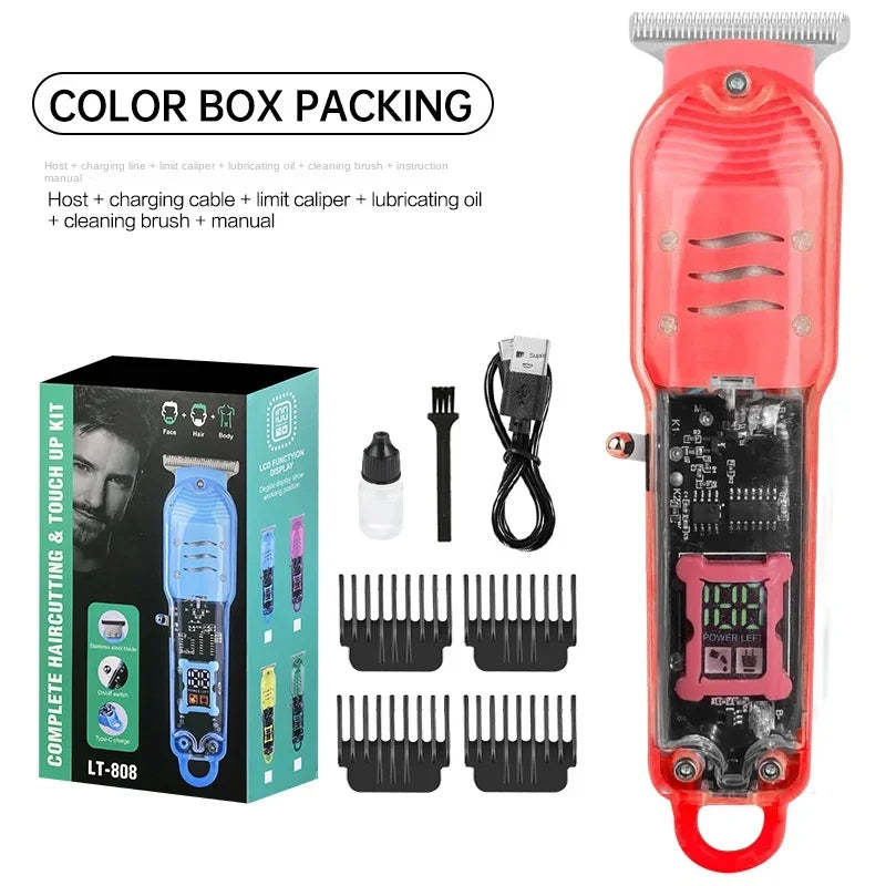 Professional Hair Cutting Machine Rechargeable Transparent Electric Hair Trimmers For Men Cordless Hair Cut Machine