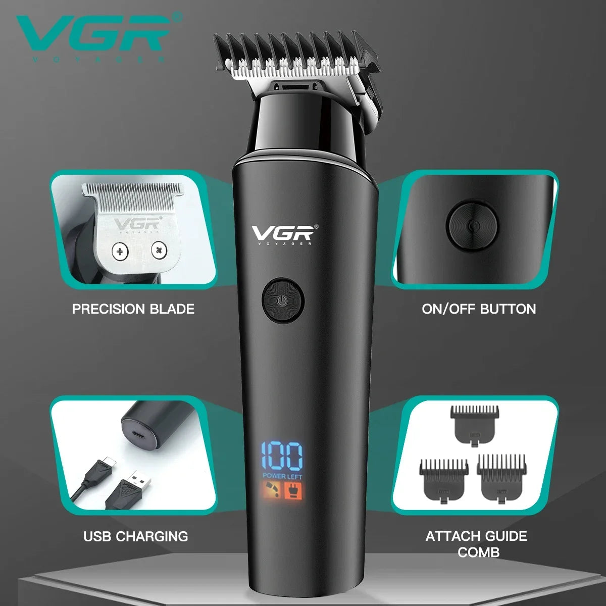 VGR Hair Cutting Machine Electric Hair Clipper Professional Beard Hair Trimmer Face Haircut Mustache Barber Trimer For Men V-937