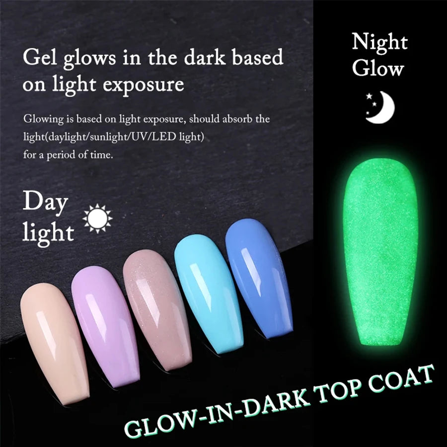 XEIJAYI 1PC 15ML Glow in the Dark Gel Nail Polish - Luminous Top Coat for Home Salon Manicure and DIY - Long-Lasting and Durable