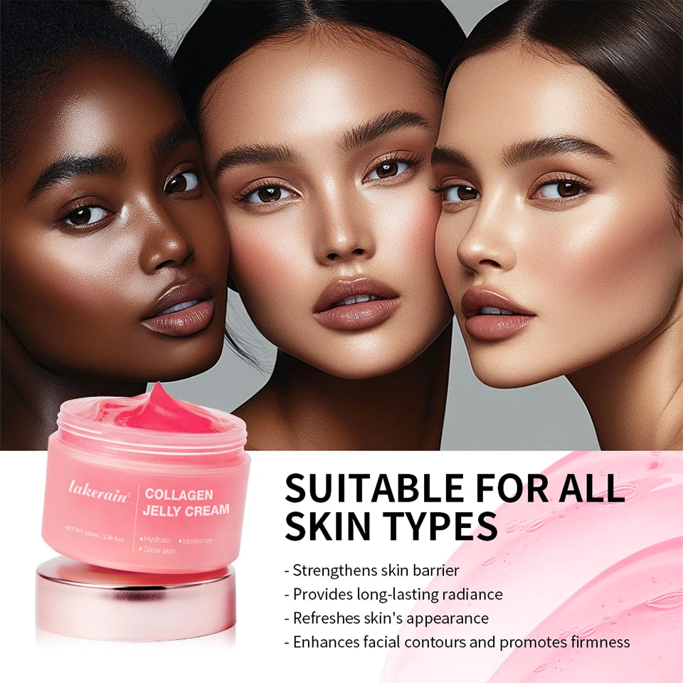 Collagen Jelly Cream Lifted Look Gives 24h Glow Tightening Soothing Moisturizing Anti-Aging Firmness Hydration Pink Gel 100ml