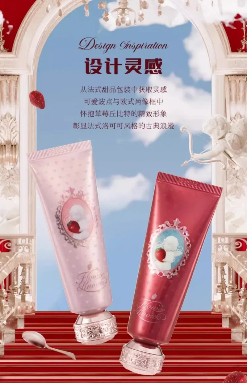 Flower Knows Strawberry Cupid Scented Hand Cream Moisturising & Nourishing Skin Care Lotions For Women Whitening Cream 50ml