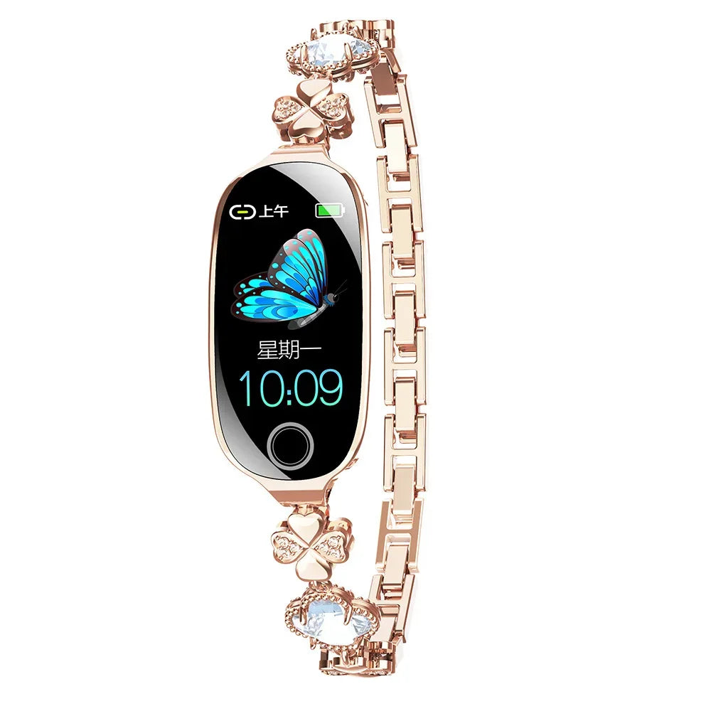 Fashion Smart Watch for Women With Metal Case Strap Bluetooth Calls Femel Menstrual Reminder Heart Rate Blood Pressure Monitor - Wear444