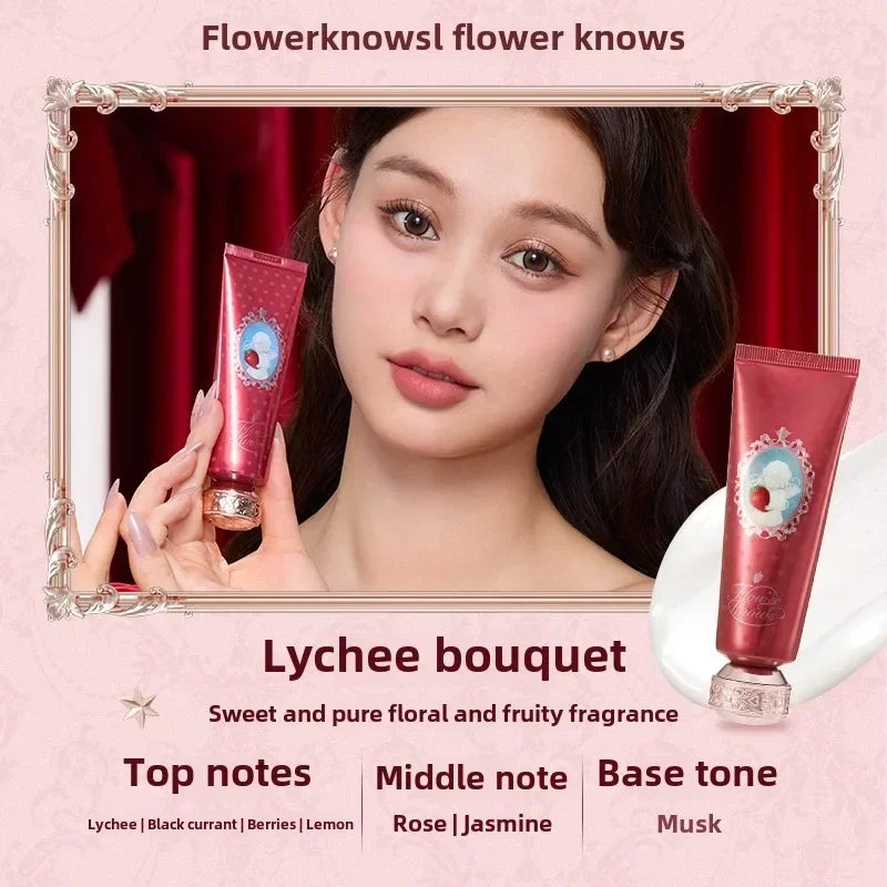 Flower Knows Strawberry Cupid Scented Hand Cream Moisturising & Nourishing Skin Care Lotions For Women Whitening Cream 50ml