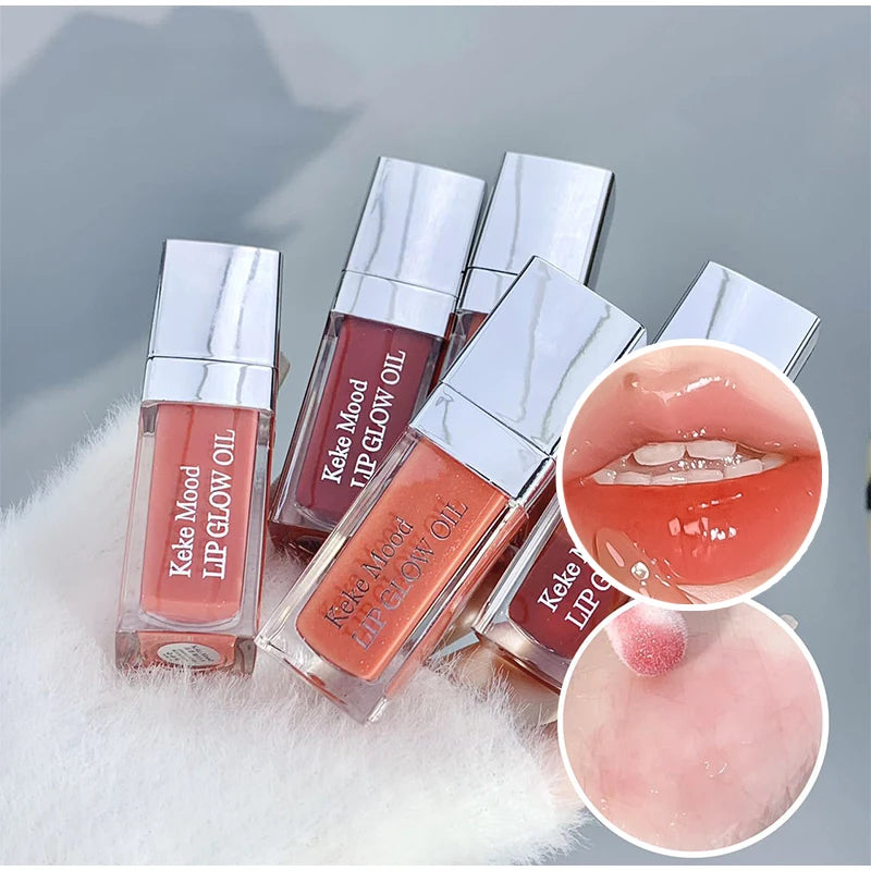 Clear Crystal Lip Gloss Oil,Hydrating Plumping Lipstick,Tinted Lip Plumper,Water Glow Moisturizing Lipgloss,Long-lasting Makeup