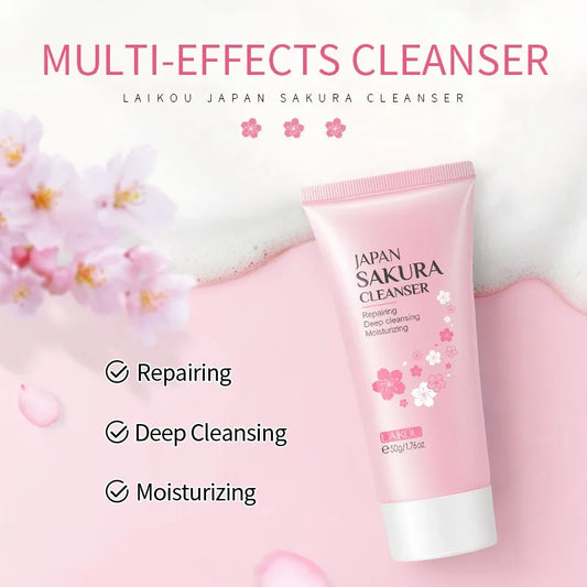 Sakura Sunscreen and Cleanser RichFoam Deep Clean Remove Grease Improve Oily Face Wash Cream GentleMoisturizing Remove Blackhead