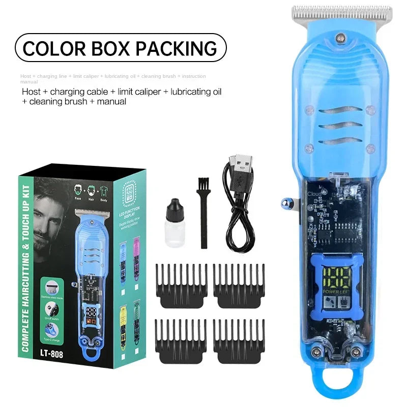 Professional Hair Cutting Machine Rechargeable Transparent Electric Hair Trimmers For Men Cordless Hair Cut Machine