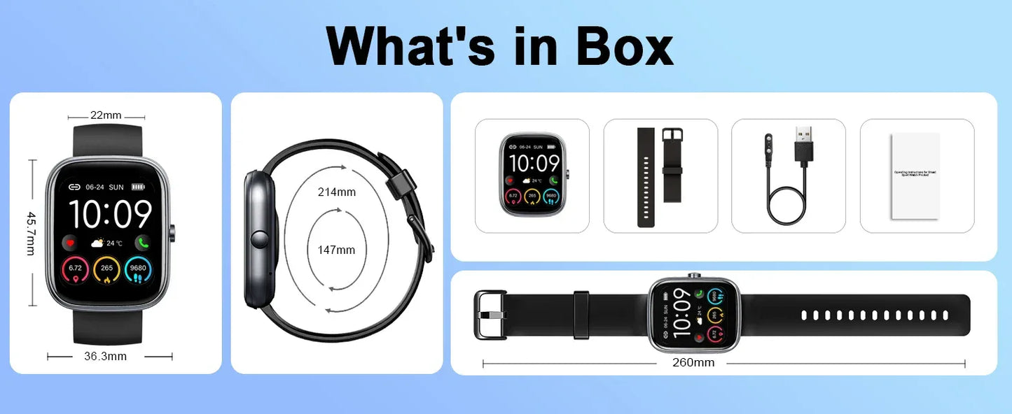 Smart Watch, 1.91" Smartwatch (Answer/Make Call), IP68 Waterproof Fitness Tracker, 110+ Sport Modes, Heart Rate and Sleep Monit - Wear444