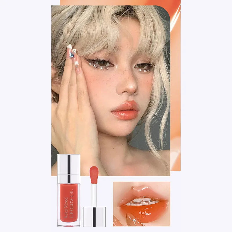 Clear Crystal Lip Gloss Oil,Hydrating Plumping Lipstick,Tinted Lip Plumper,Water Glow Moisturizing Lipgloss,Long-lasting Makeup