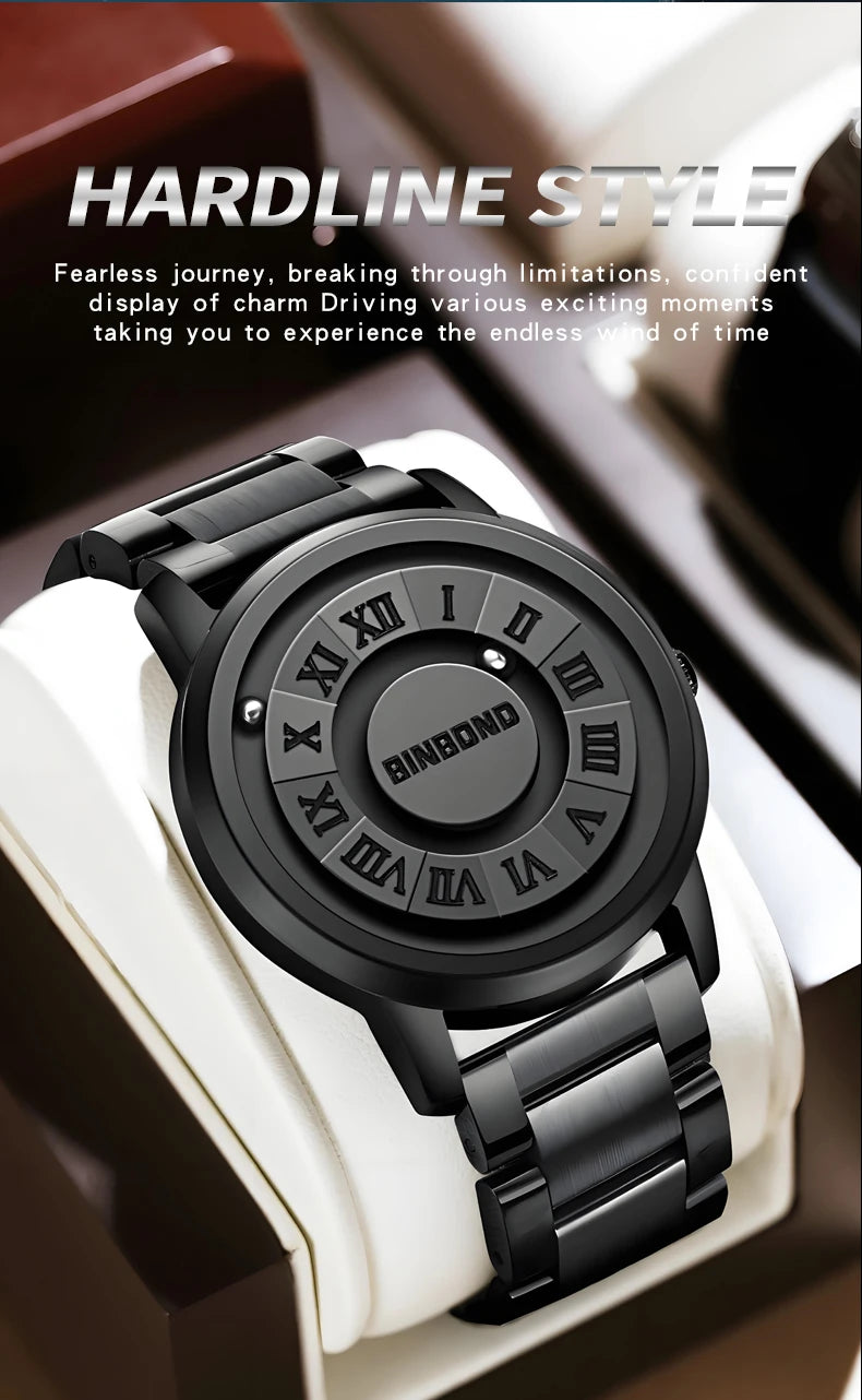 BINBOND Men Quartz Watches Top Brand Luxury Stainless Steel Waterproof Hollow Out Stainless steel Wristwatches Relogio Masculino