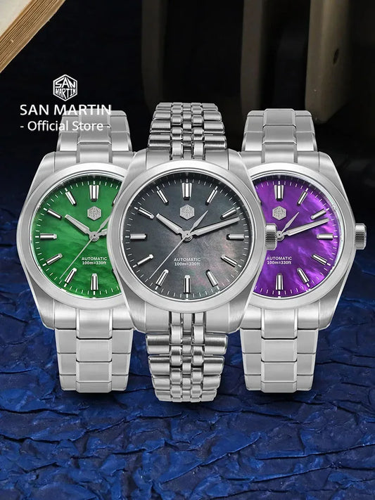 San Martin 39mm MOP Dial Sport Gada Watch Luxury Dress Men Miyota 90S5 Automatic Mechanical Wristwatch Waterproof 100m SN0144
