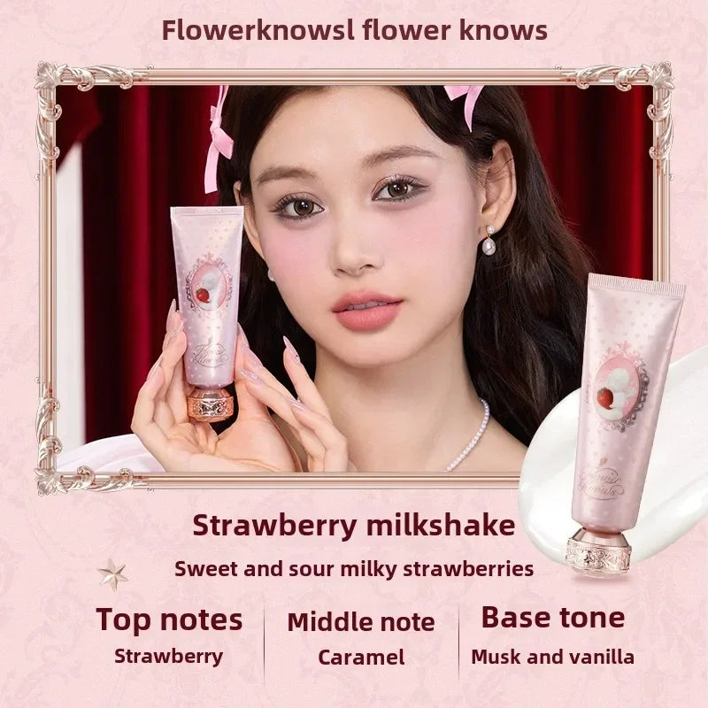 Flower Knows Strawberry Cupid Scented Hand Cream Moisturising & Nourishing Skin Care Lotions For Women Whitening Cream 50ml