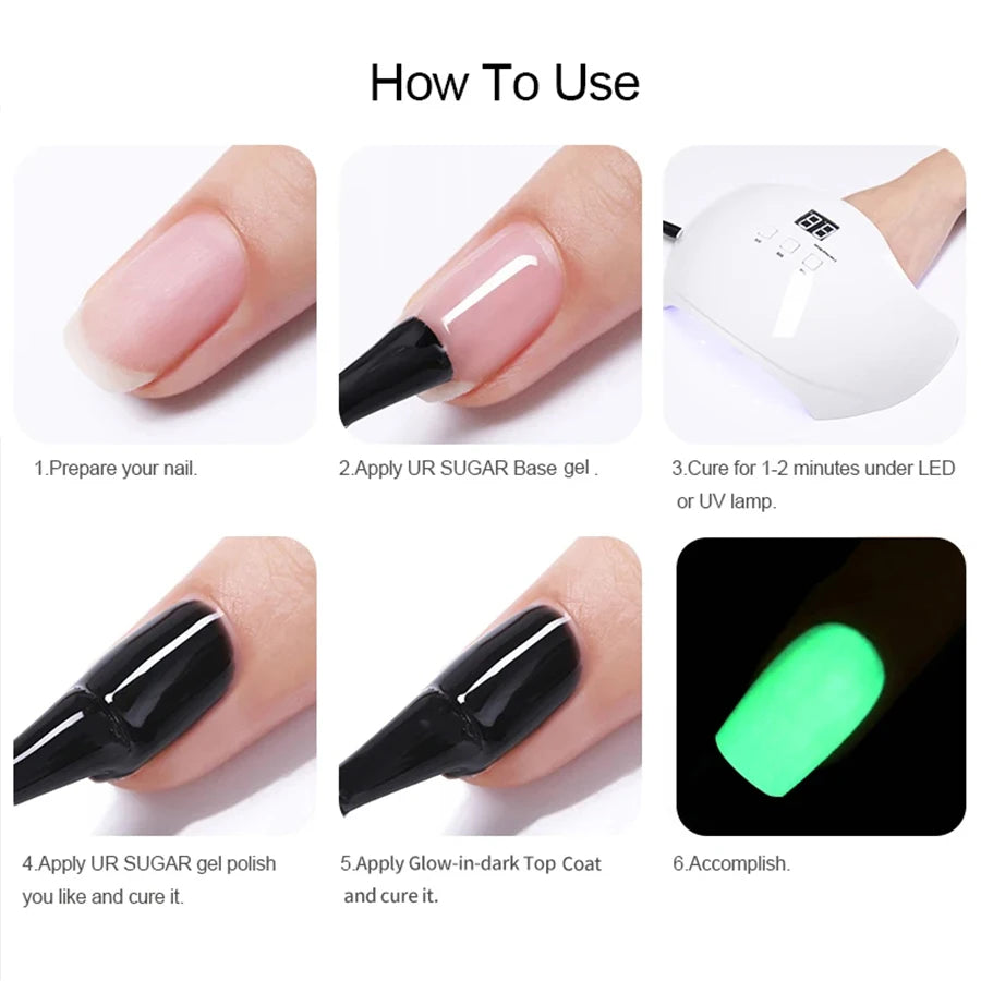 XEIJAYI 1PC 15ML Glow in the Dark Gel Nail Polish - Luminous Top Coat for Home Salon Manicure and DIY - Long-Lasting and Durable