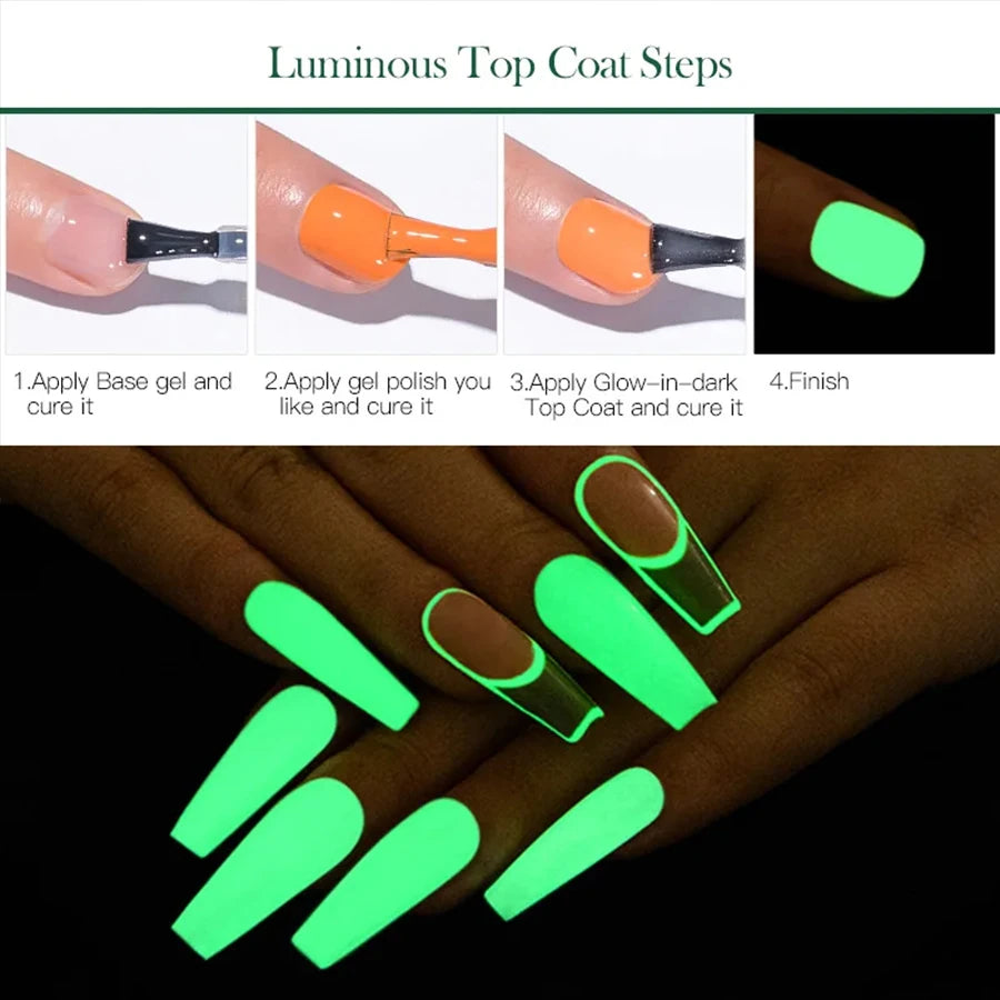 XEIJAYI 1PC 15ML Glow in the Dark Gel Nail Polish - Luminous Top Coat for Home Salon Manicure and DIY - Long-Lasting and Durable