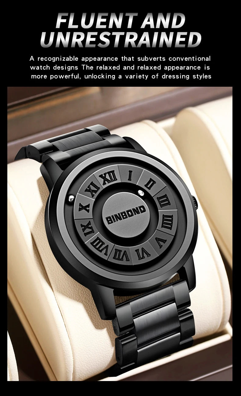 BINBOND Men Quartz Watches Top Brand Luxury Stainless Steel Waterproof Hollow Out Stainless steel Wristwatches Relogio Masculino