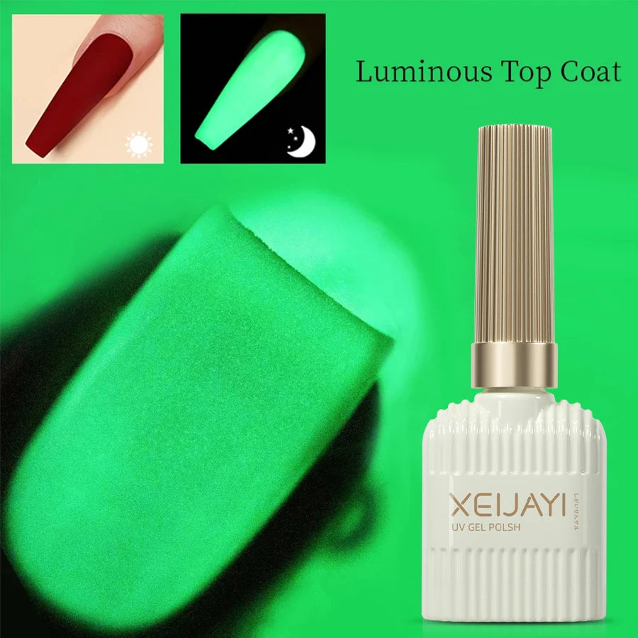 XEIJAYI 1PC 15ML Glow in the Dark Gel Nail Polish - Luminous Top Coat for Home Salon Manicure and DIY - Long-Lasting and Durable