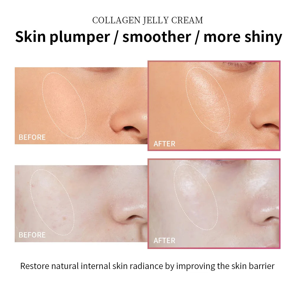 Collagen Jelly Cream Lifted Look Gives 24h Glow Tightening Soothing Moisturizing Anti-Aging Firmness Hydration Pink Gel 100ml
