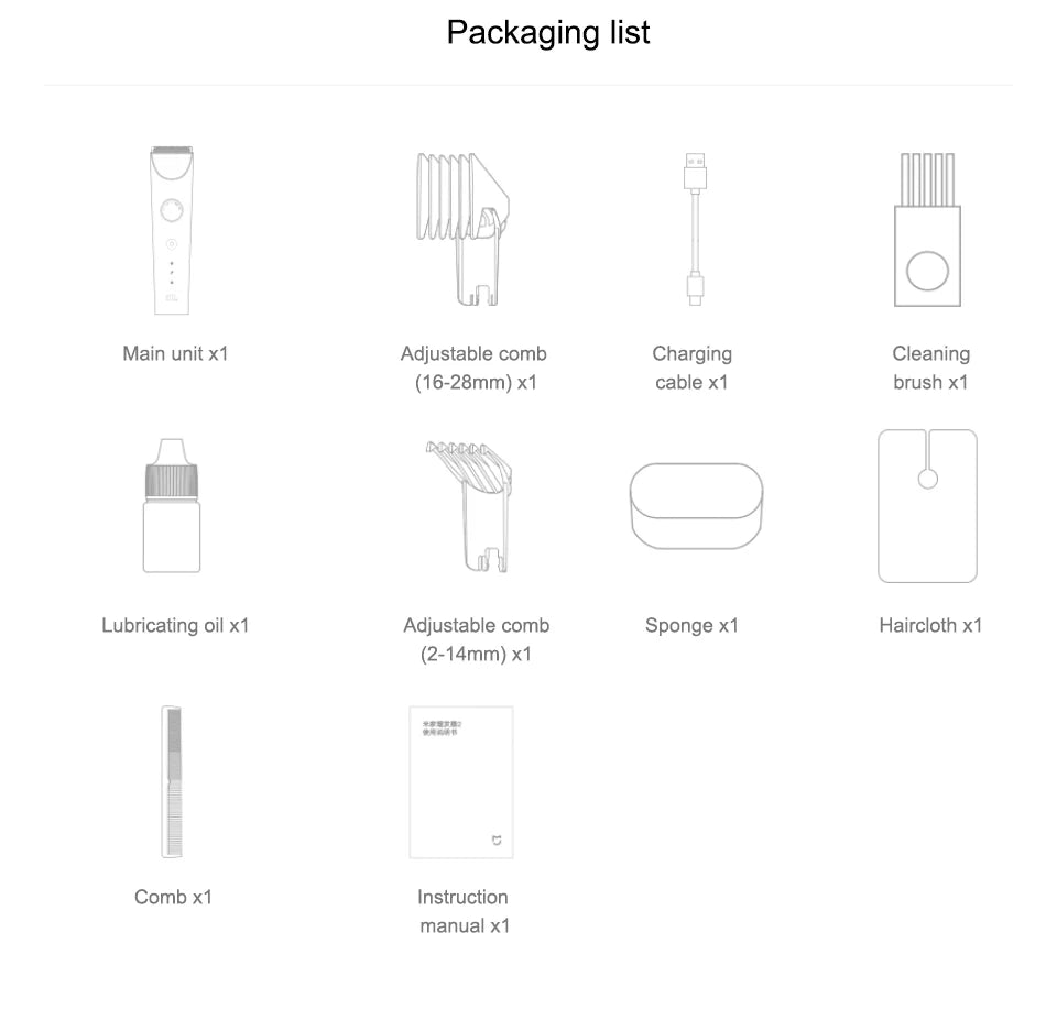 Xiaomi Mijia Hair Clipper 2 Hair Trimmer Professional Beard Cut Machine IPX7 Waterproof Wireless Haircut Machine Mijia Clipper 2