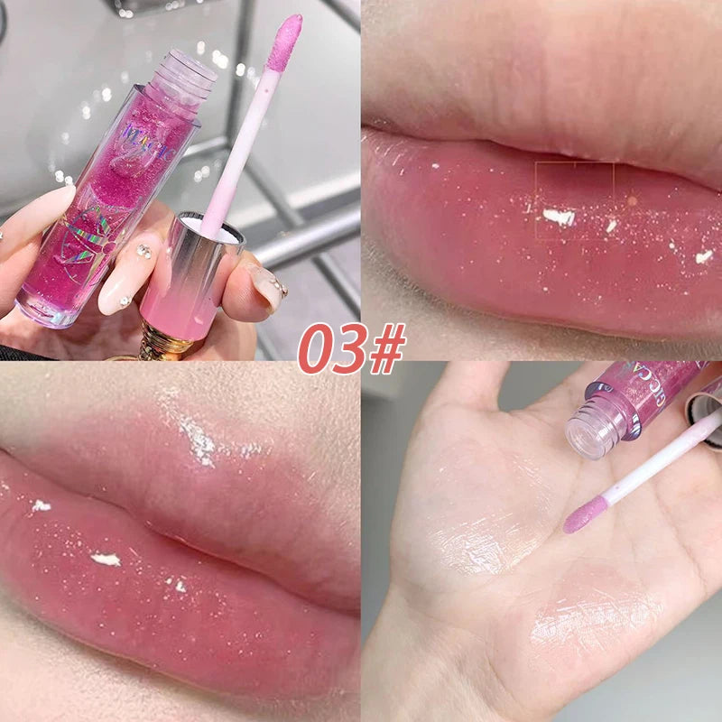 Globe Water Light Lip Gloss Long Lasting Moisturizing Mirror Shimmer Jelly Peach Apricot Reduce Lip Lines Liquid Lipstick Makeup