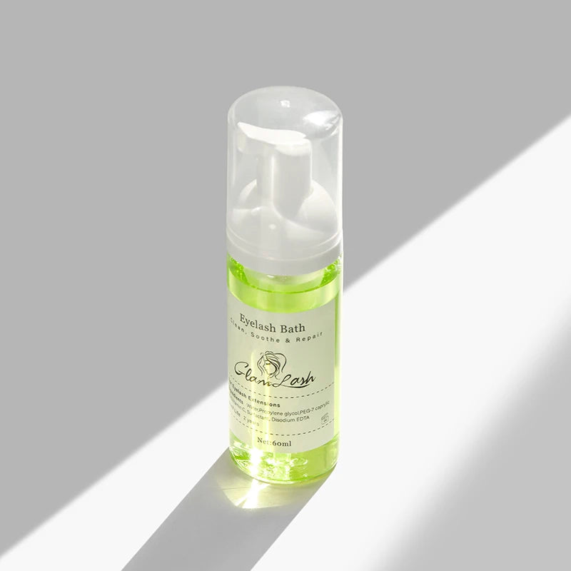 GLAMLASH 60ml No tears Formula Fruit Scent Eyelash Foam Cleanser For Lash Extension Shampoo Pump Press Lash Washing Bottles