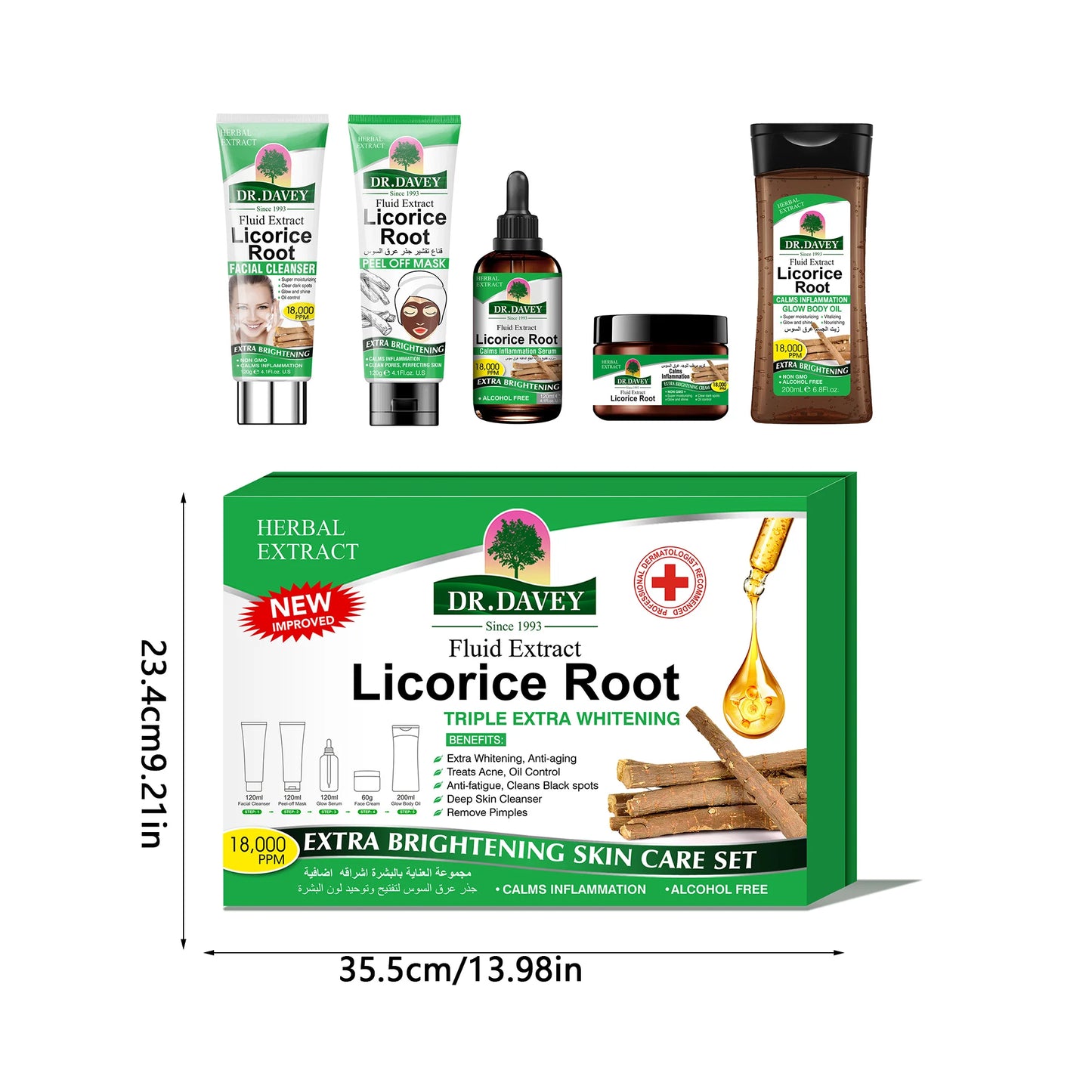 Licorice Root Skincare Set Skincare Essential Oil Mask Face Cream Cleansing Skincare Set Moisturizing Refreshing