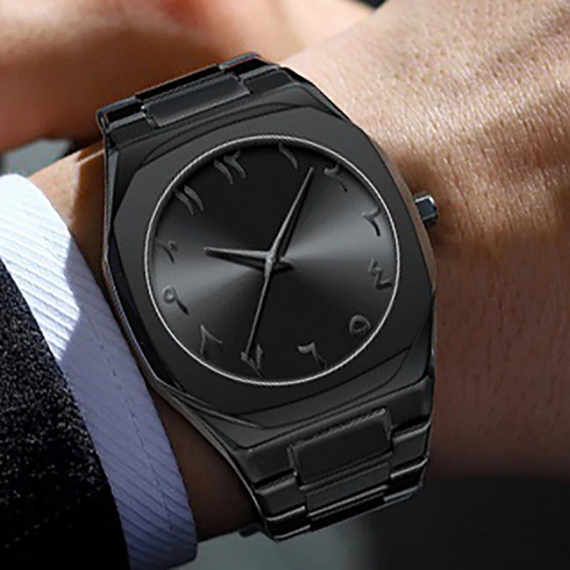 Black Men Quartz Watches For Male Clock 2025 Top Brand Luxury Stainless Steel Band Fashion Men Wrist Watches Dropshipping