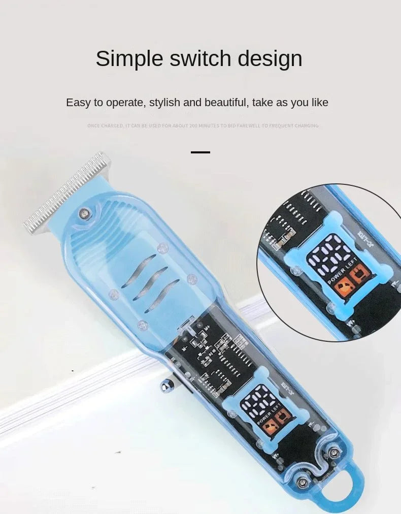 Professional Hair Cutting Machine Rechargeable Transparent Electric Hair Trimmers For Men Cordless Hair Cut Machine