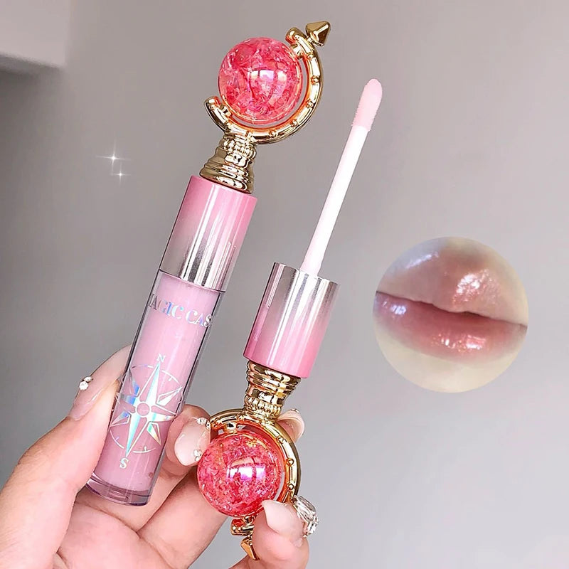 Globe Water Light Lip Gloss Long Lasting Moisturizing Mirror Shimmer Jelly Peach Apricot Reduce Lip Lines Liquid Lipstick Makeup