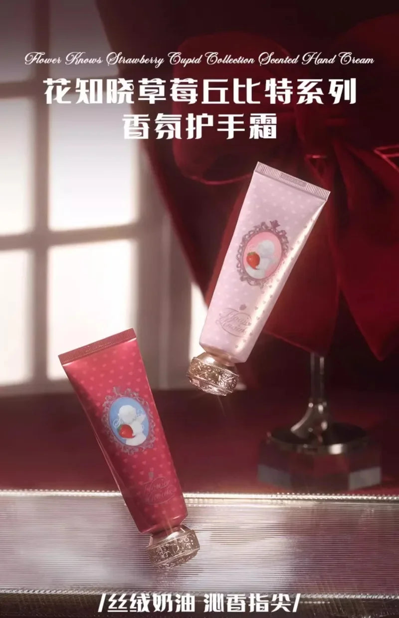 Flower Knows Strawberry Cupid Scented Hand Cream Moisturising & Nourishing Skin Care Lotions For Women Whitening Cream 50ml